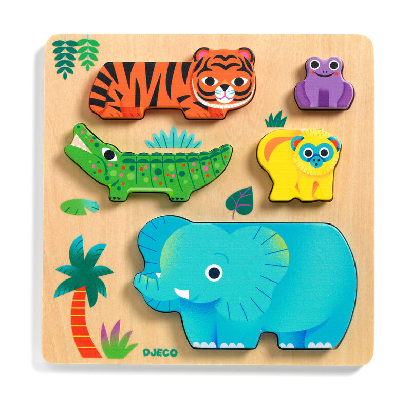 DJECO - WOODEN PUZZLE: WOODY WILD ANIMAL