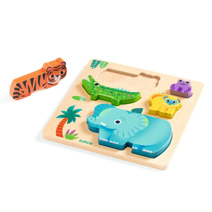 DJECO - WOODEN PUZZLE: WOODY WILD ANIMAL