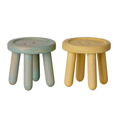 MAILEG - FURNITURE: MOUSE STOOL SET: LIGHT YELLOW & MINT