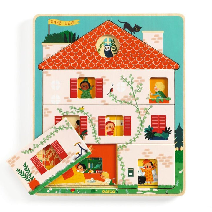 DJECO - LAYER WOODEN PUZZLE: AT LEO'S HOUSE