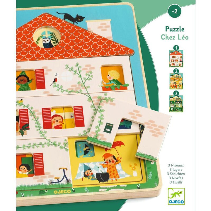 DJECO - LAYER WOODEN PUZZLE: AT LEO'S HOUSE