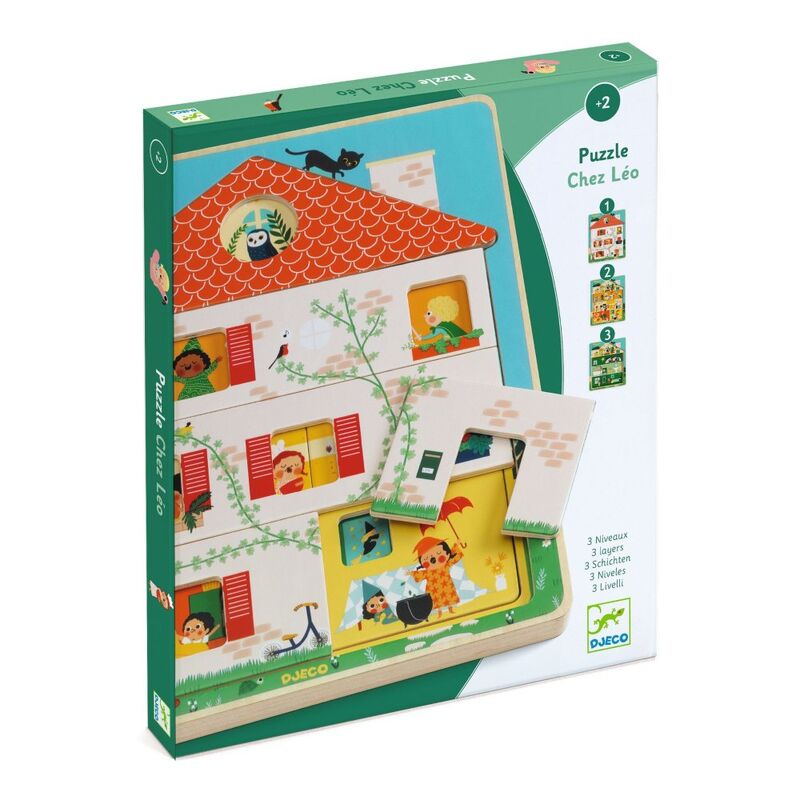 DJECO - LAYER WOODEN PUZZLE: AT LEO'S HOUSE