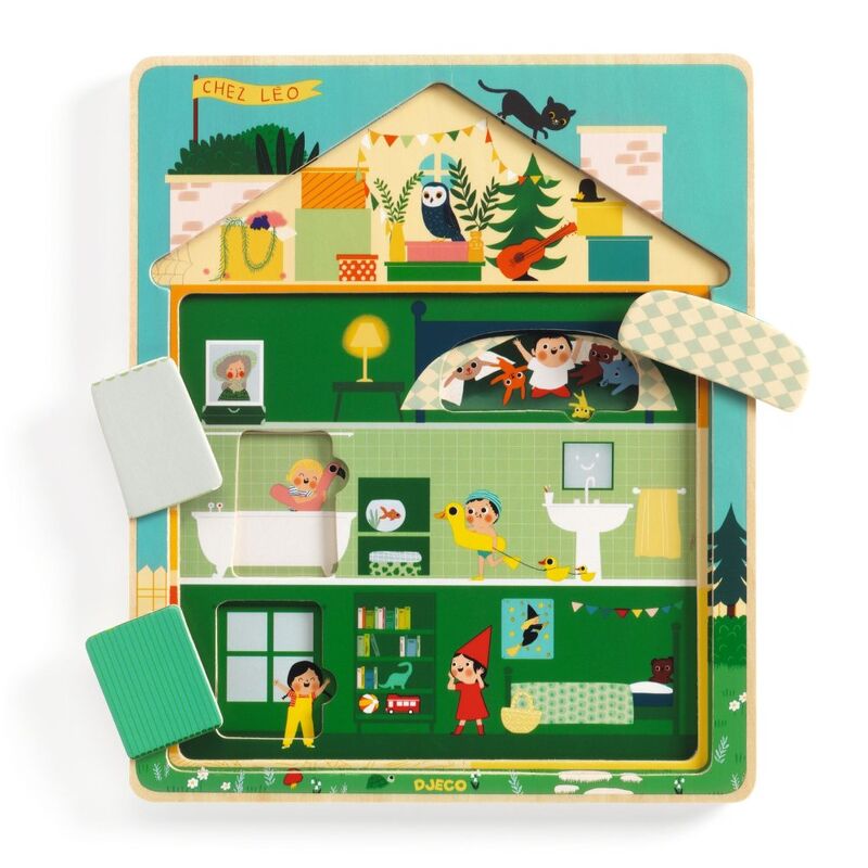 DJECO - LAYER WOODEN PUZZLE: AT LEO'S HOUSE