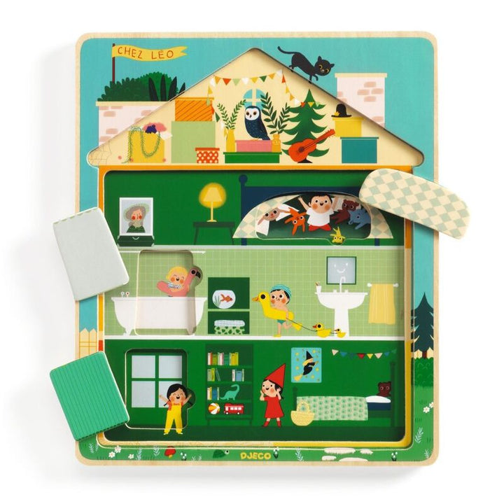 DJECO - LAYER WOODEN PUZZLE: AT LEO'S HOUSE