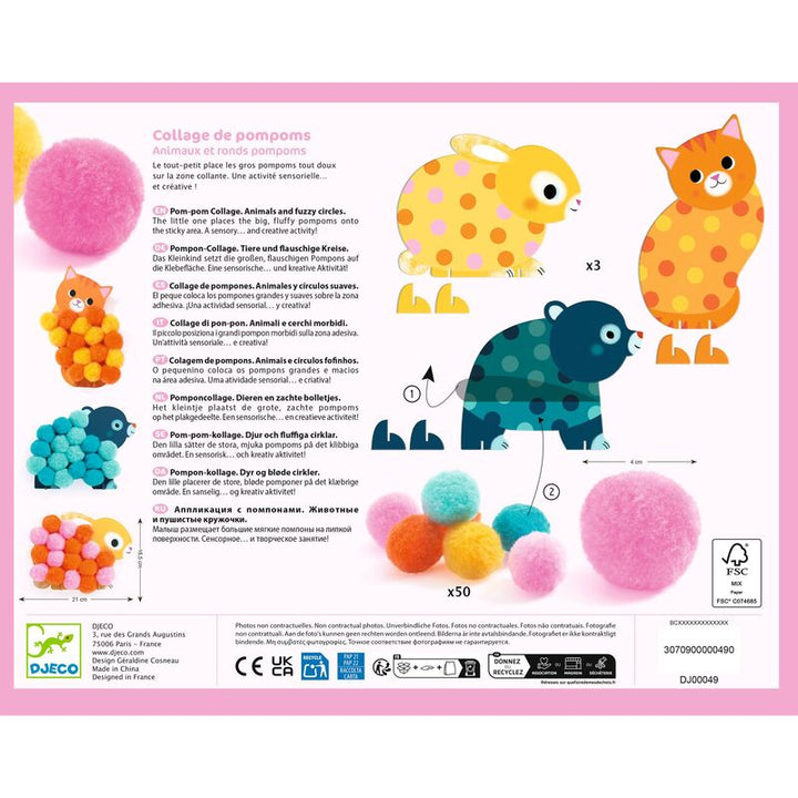 DJECO - POM POM COLLAGE: ANIMALS 