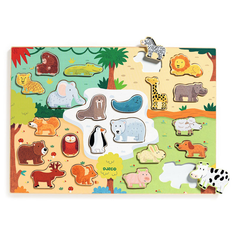 DJECO - WOODEN PUZZLE: 22 PC ANIMAL 