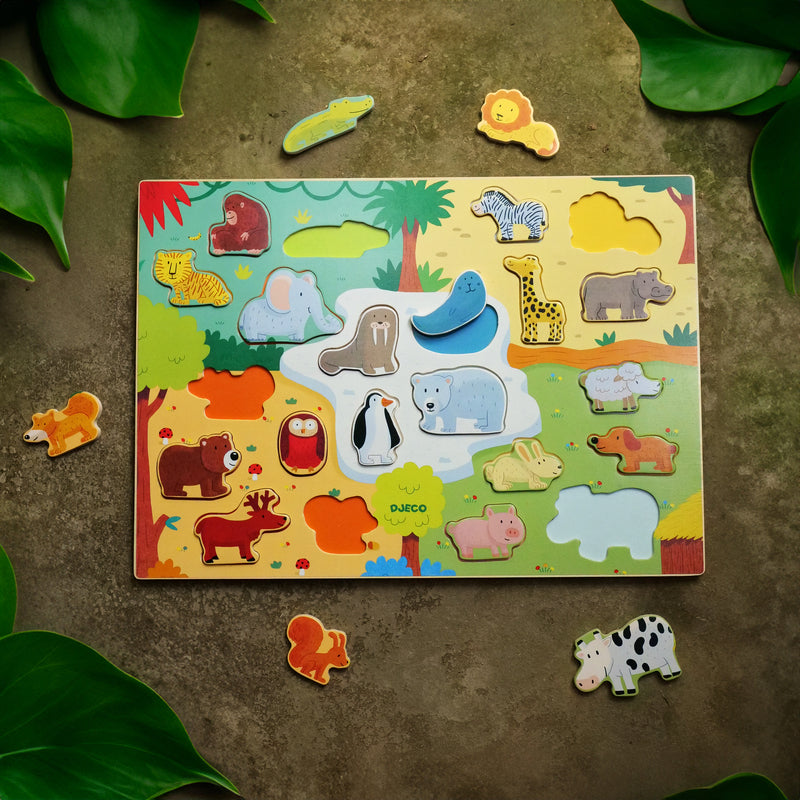 DJECO - WOODEN PUZZLE: 22 PC ANIMAL 