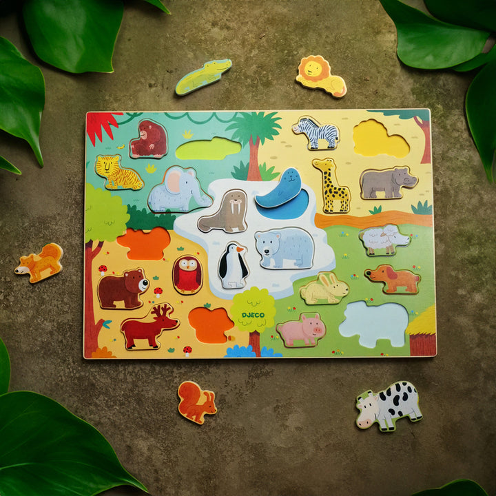 DJECO - WOODEN PUZZLE: 22 PC ANIMAL 