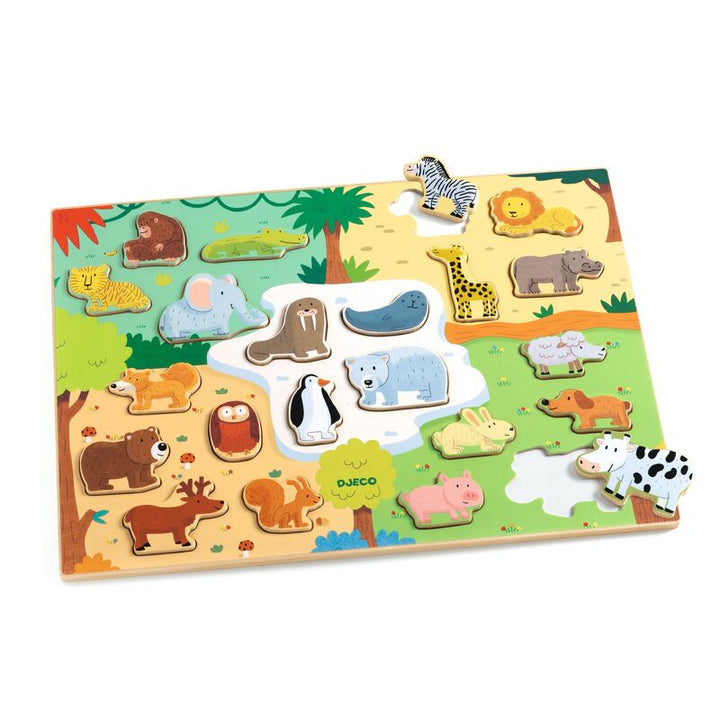 DJECO - WOODEN PUZZLE: 22 PC ANIMAL 