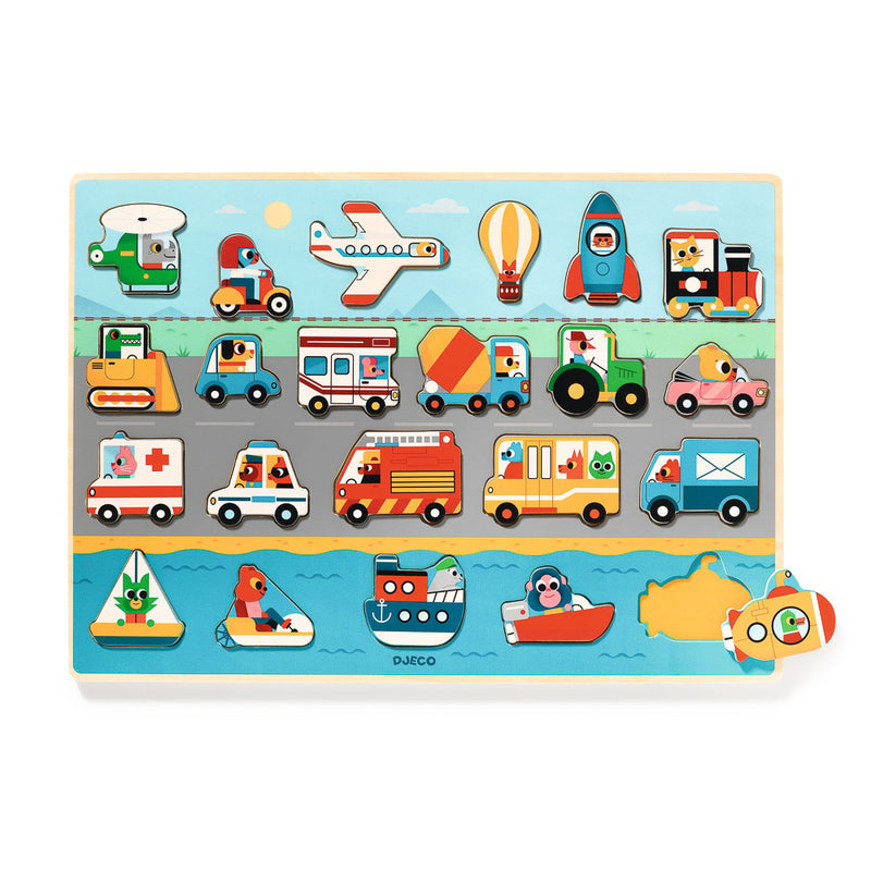 DJECO - WOODEN PUZZLE: 22 PC TRANSPORT