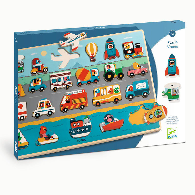 DJECO - WOODEN PUZZLE: 22 PC TRANSPORT