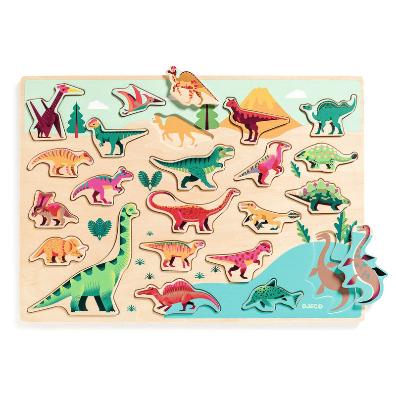 DJECO - WOODEN PUZZLE: 22 PC DINOSAUR