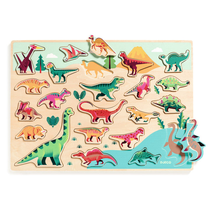DJECO - WOODEN PUZZLE: 22 PC DINOSAUR