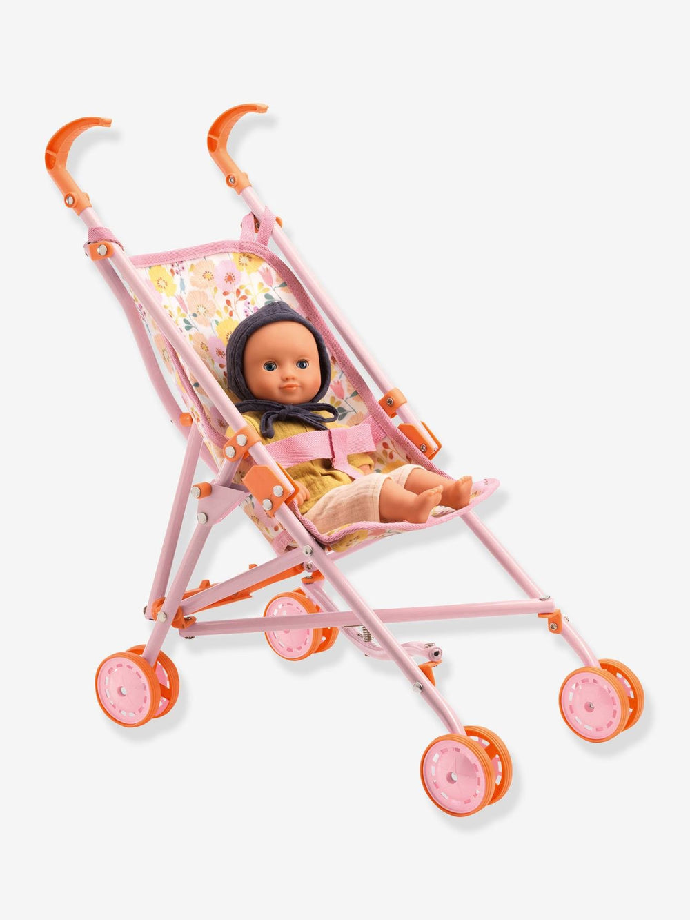 DJECO - POMEA: BABY DOLL PINK FLOWER STROLLER