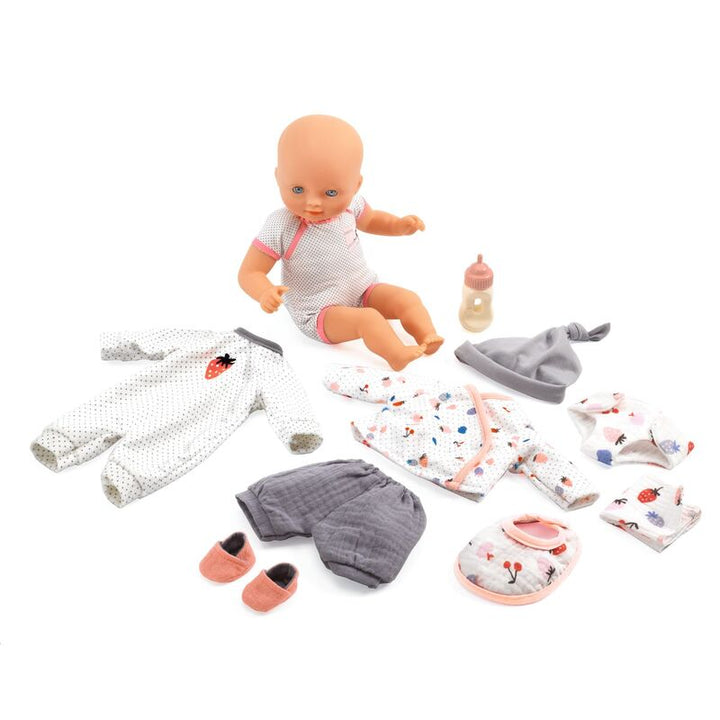 DJECO - POMEA: BABY VANILLIE DOLL & SUITCASE 
