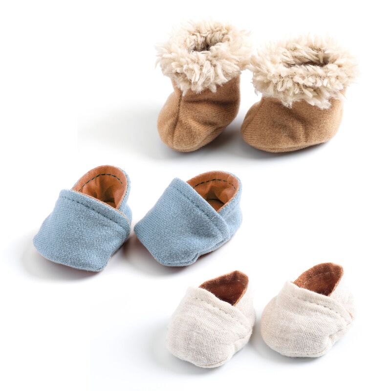 DJECO - POMEA: 3 PAIRS OF DOLL SLIPPERS