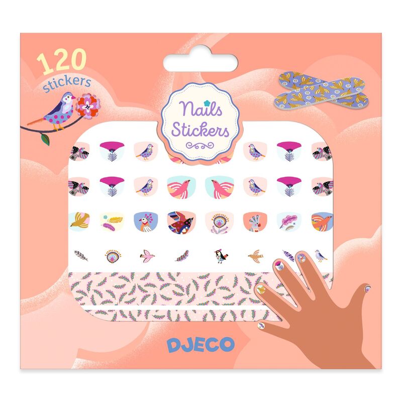 DJECO - 120 PETITE FEATHER NAIL STICKERS 