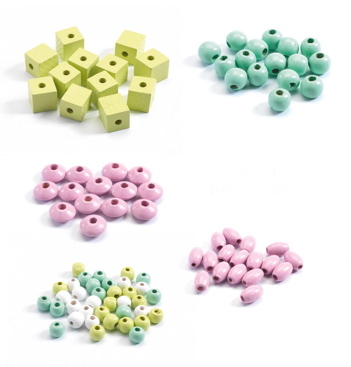 DJECO - WOODEN BEADS LEAVES & FLOWERS JEWELLERY 