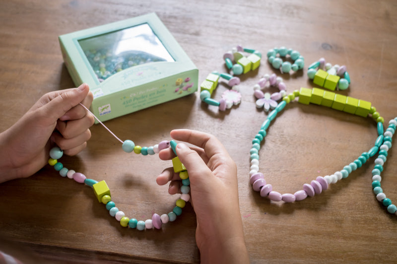 DJECO - WOODEN BEADS LEAVES & FLOWERS JEWELLERY 