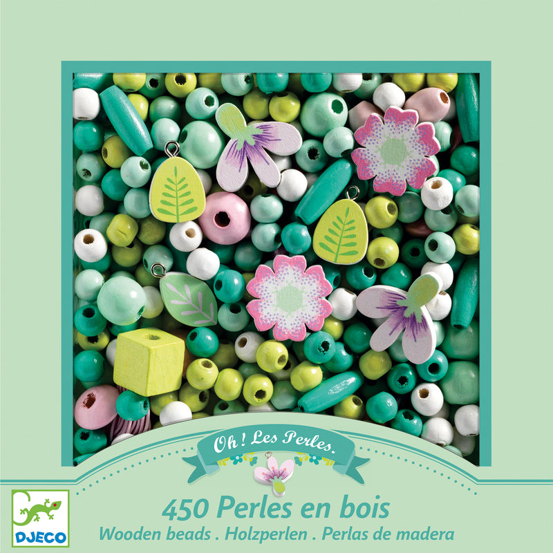 DJECO - WOODEN BEADS LEAVES & FLOWERS JEWELLERY 