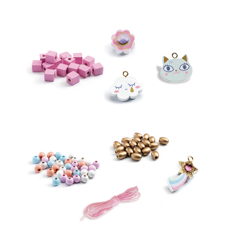 DJECO - JEWELLERY: WOODEN BEADS RAINBOW 