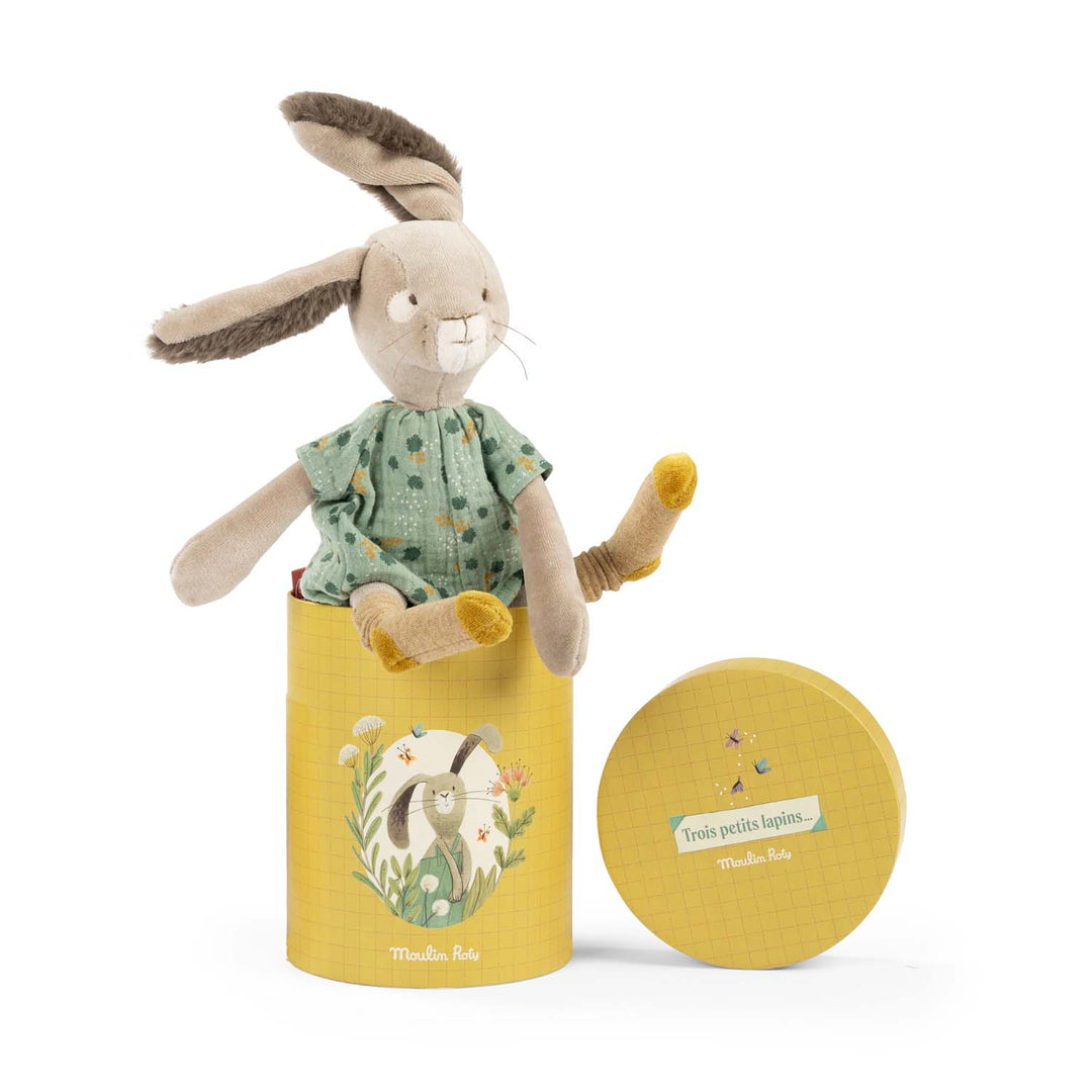 MOULIN ROTY - TROIS PETITS LAPINS: SAGE RABBIT IN A GIFT BOX 