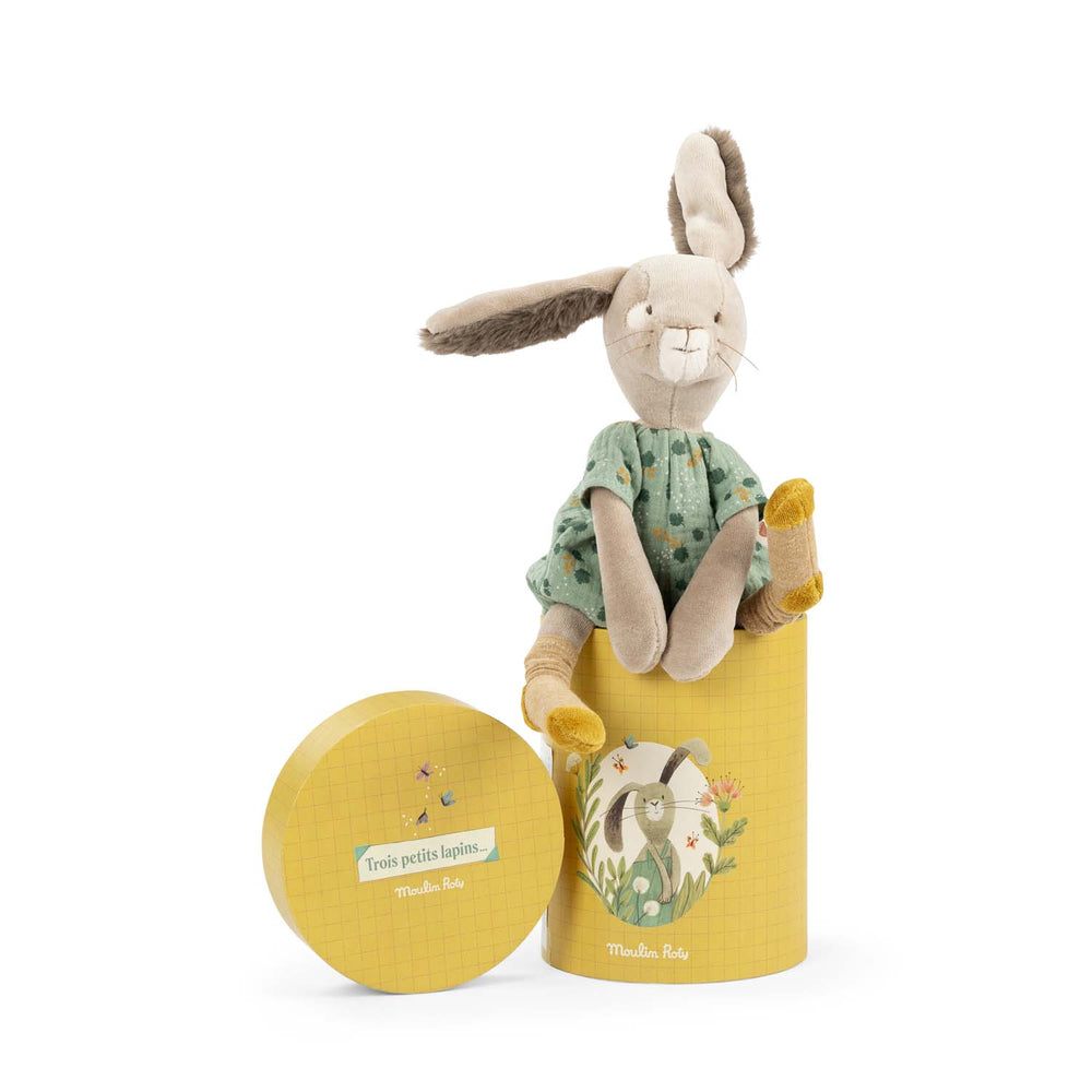 MOULIN ROTY - TROIS PETITS LAPINS: SAGE RABBIT IN A GIFT BOX 