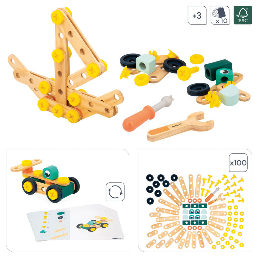 JANOD - BRICOKIDS: DIY CONSTRUCTION BARREL 100PC