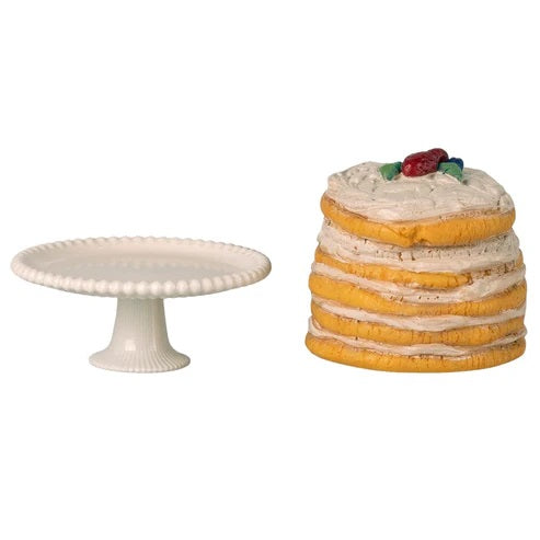 MAILEG - MOUSE HOME & ACC MOUSE: PARTY CAKE WITH CAKE STAND
