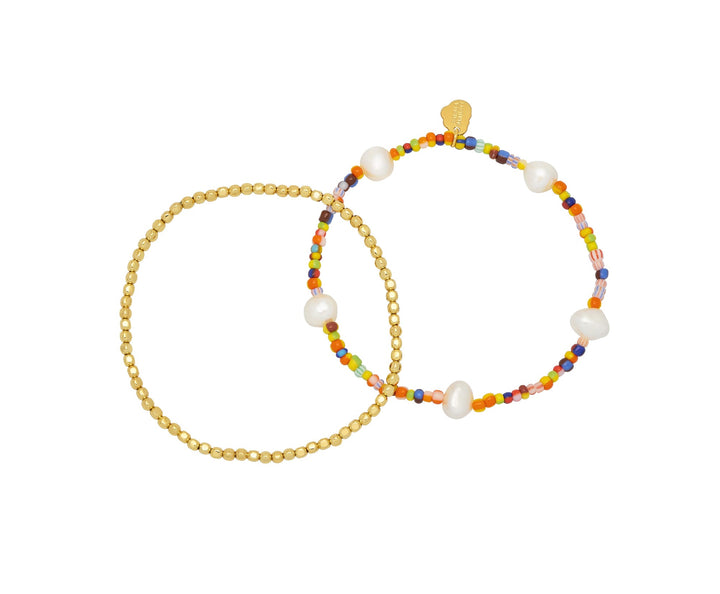 ESTELLA BARTLET - TWO PACK BRACELETS: GOLD AND MULTI BEADS