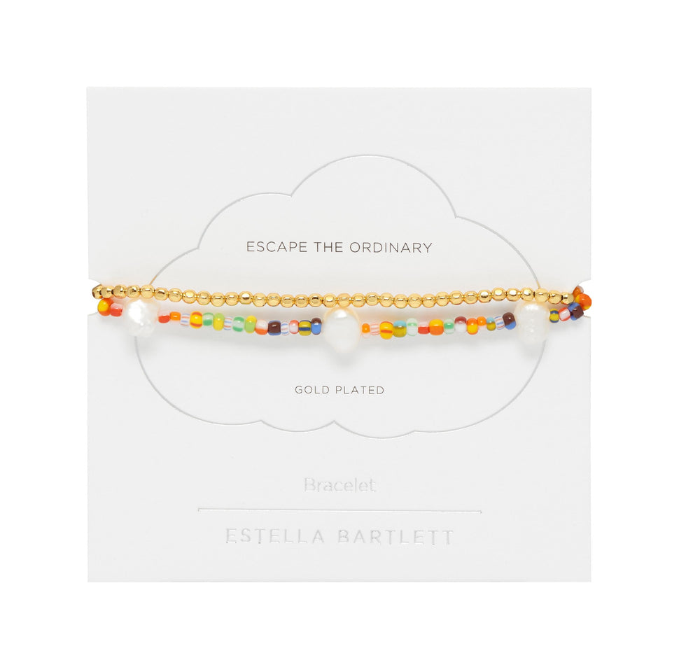 ESTELLA BARTLET - TWO PACK BRACELETS: GOLD AND MULTI BEADS