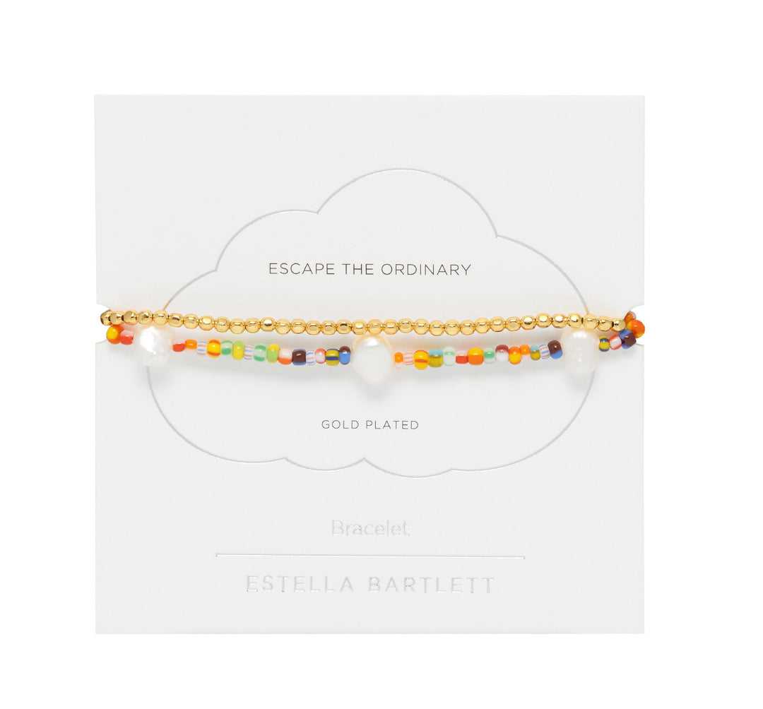 ESTELLA BARTLET - TWO PACK BRACELETS: GOLD AND MULTI BEADS