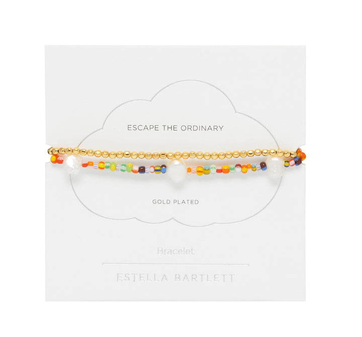 ESTELLA BARTLET - TWO PACK BRACELETS: GOLD AND MULTI BEADS