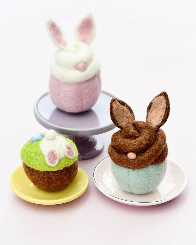 TARA TREASURES - FELT EASTER: CUPCAKE CHOCOLATE BUNNY 