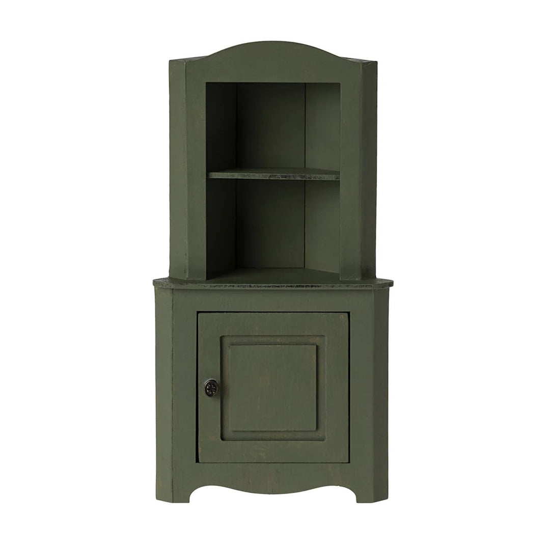 MAILEG - FURNITURE: MINIATURE CORNER CABINET DARK GREEN 