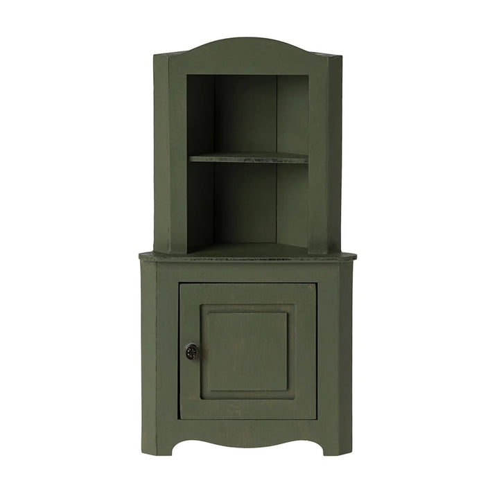 MAILEG - FURNITURE: MINIATURE CORNER CABINET DARK GREEN 
