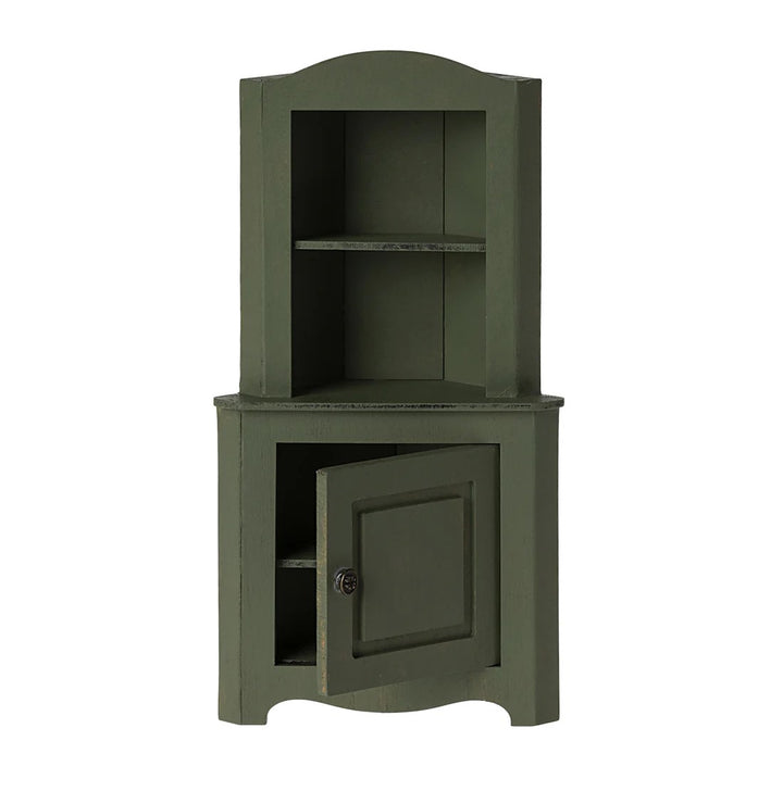 MAILEG - FURNITURE: MINIATURE CORNER CABINET DARK GREEN 