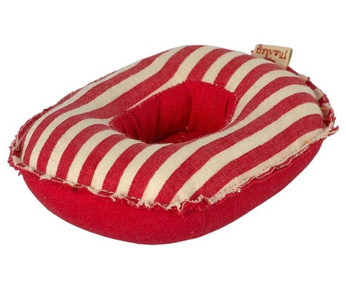 MAILEG - MOUSE VACATION: RUBBER BOAT FOR SMALL MOUSE RED STRIPE