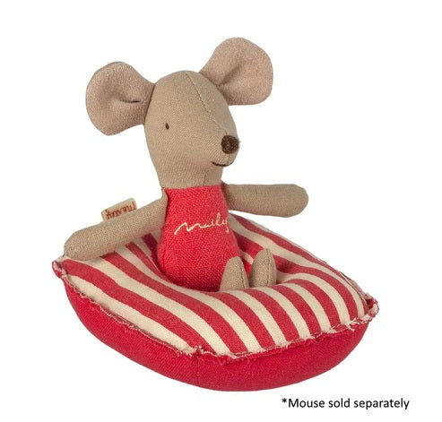 MAILEG - MOUSE VACATION: RUBBER BOAT FOR SMALL MOUSE RED STRIPE