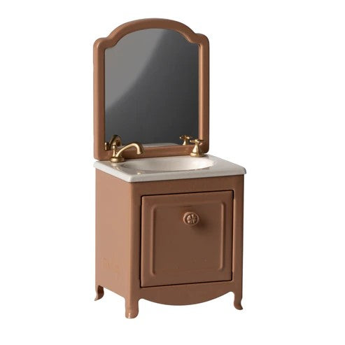 MAILEG - MINIATURE SINK DRESSER & MIRROR: DARK POWDER 