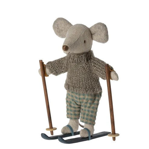 MAILEG - MOUSE: WINTER BIG BROTHER WITH SKIS 