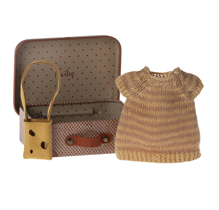 MAILEG - CLOTHING: BIG SISTER MOUSE DRESS AND BAG IN A SUITCASE 