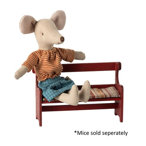 MAILEG - FURNITURE: BENCH FOR MOUSE RED