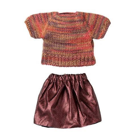 MAILEG - CLOTHING: MUM MOUSE SKIRT AND KNITTED BLOUSE 