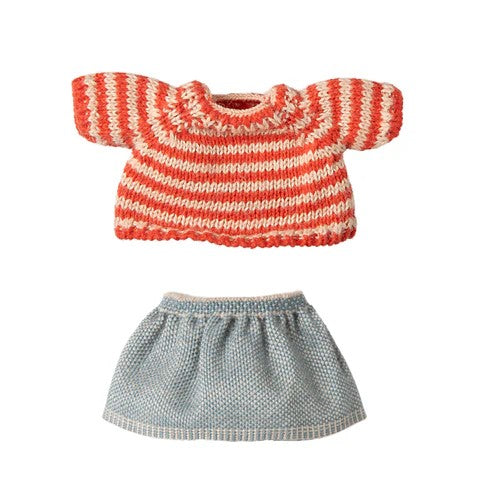 MAILEG - CLOTHING: BIG SISTER KNITTED SWEATER AND SKIRT 