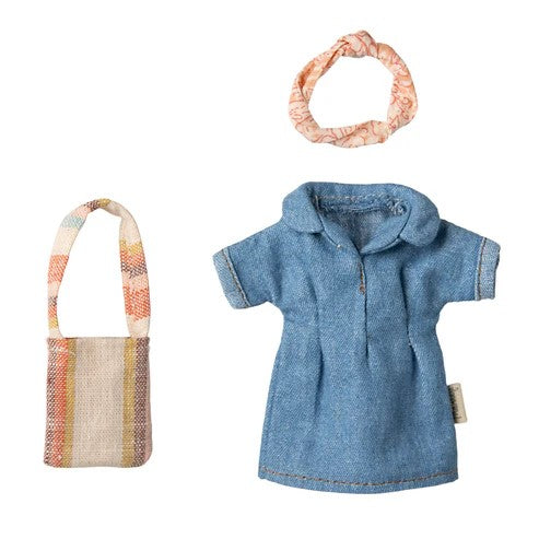 MAILEG - CLOTHING: MUM MOUSE DENIM DRESS AND BAG 