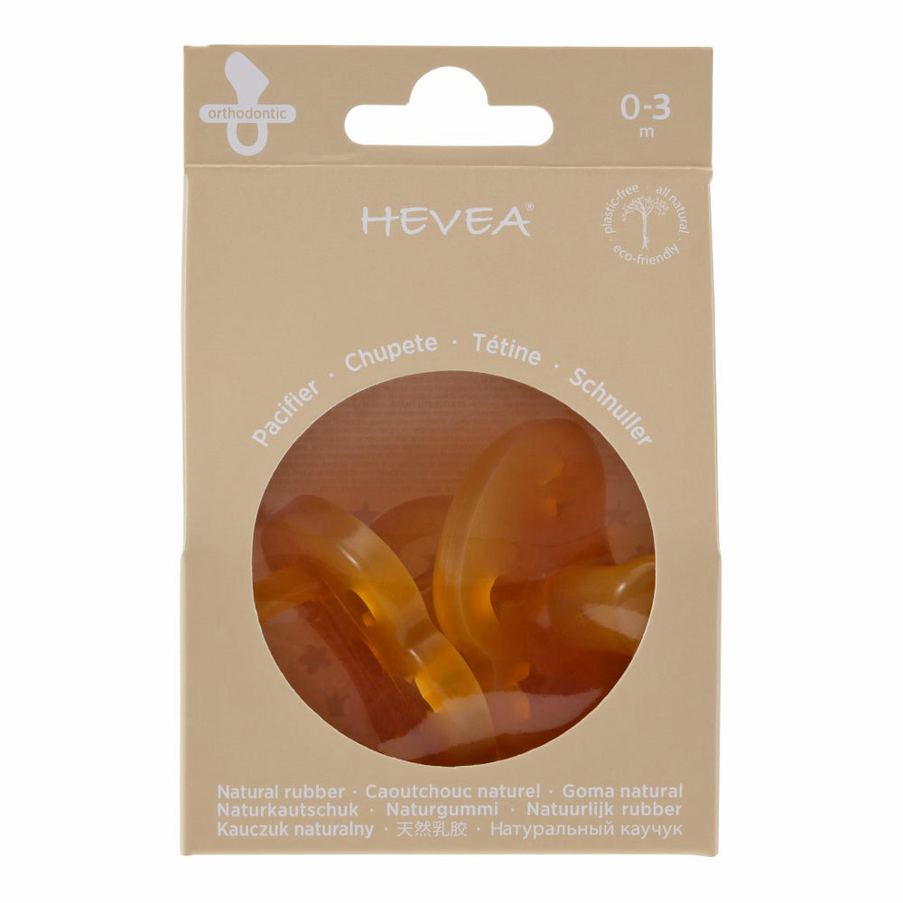 HEVEA - CLASSIC PACIFIER ORTHODONTIC  NATURAL TEAT 2 PACK: 0-3 MTHS 