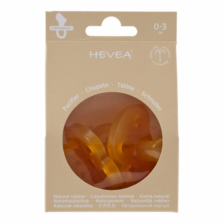 HEVEA - CLASSIC PACIFIER ORTHODONTIC  NATURAL TEAT 2 PACK: 0-3 MTHS 