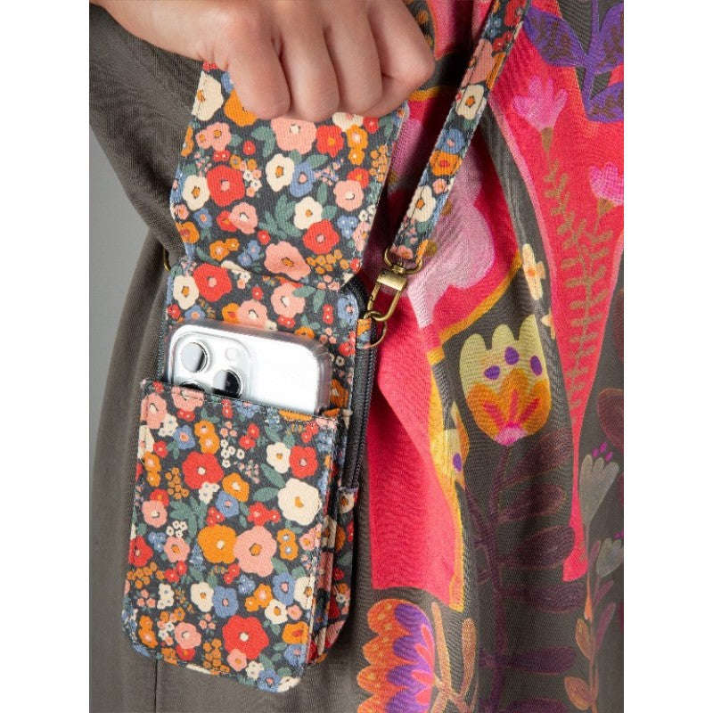 CARE & SHARE - PRINTED FLORAL PHONE CROSSBODY BAG