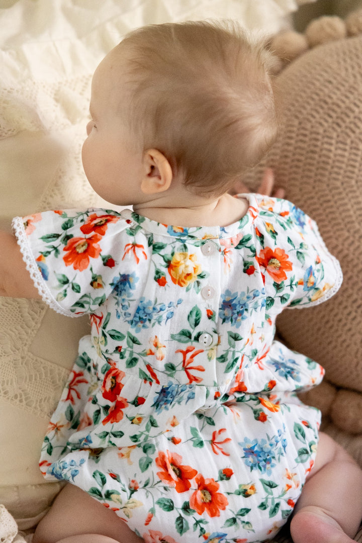 ALEX AND ANT - ETHEL PLAYSUIT: PRETTY FLORAL [sz:0-3 MTHS]